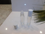 1/3 Ounce Clear Roll-On Bottle with White Cap - 4 Pack