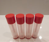 Natural Lip Balm Tubes w/ Cherry Red Cap and Turn - 10 Pack