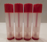 Natural Lip Balm Tubes w/ Cherry Red Cap and Turn - 10 Pack