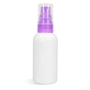White 3 Ounce Bottle with Purple Mist Sprayer Set
