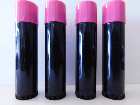 Black Lip Balm Tubes w/ Hot Pink Caps - 10 Pack