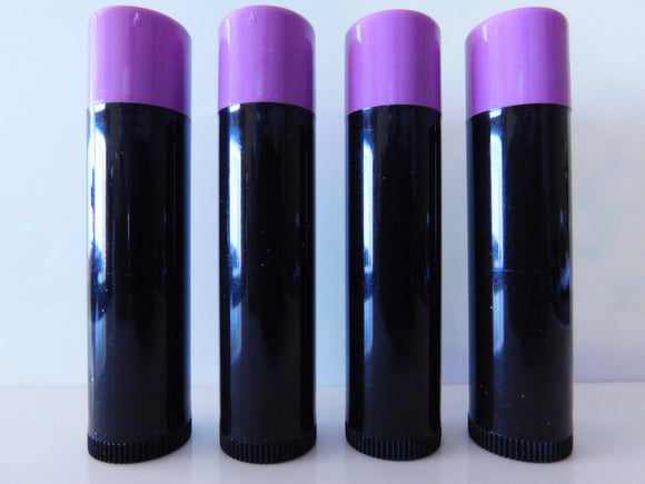 Black Lip Balm Tubes w/ Plum Purple Caps - 10 Pack