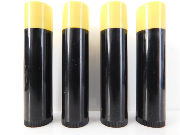 Black Lip Balm Tubes w/ Sunshine Yellow Caps - 10 Pack