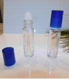 1/3 Ounce Clear Roll-On Bottle with Blue Cap - 4 Pack