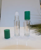 1/3 Ounce Clear Roll-On Bottle with Green Cap - 4 Pack