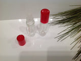 1/3 Ounce Clear Roll-On Bottle with Red Cap - 4 Pack