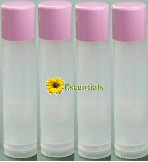 Natural Lip Balm Tubes w/ Baby Pink Caps - 10 Pack