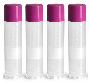 Natural Lip Balm Tubes w/ Plum Purple Caps - 10 Pack