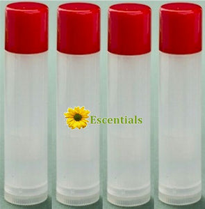 Natural Lip Balm Tubes w/ Cherry Red Caps - 10 Pack