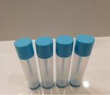 Natural Lip Balm Tubes w/ Turquoise Cap and Turn - 10 Pack