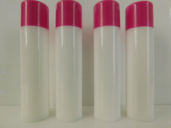 White Lip Balm Tubes w/ Hot Pink Caps - 10 Pack