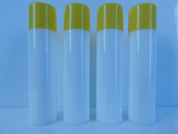White Lip Balm Tubes w/ Sunshine Yellow Caps - 10 Pack