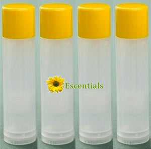 Natural Lip Balm Tubes w/ Sunshine Yellow Caps - 10 Pack