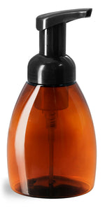 Amber Foamer Bottle with 8.5 Ounce Black Foamer Pump - 1 Pack