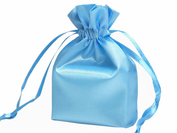 Baby Blue Large 6 x 9 Satin Gift Bag - 1 Pack, Wedding Gift Bag, Mother Day Gift Bag, Baby Gift Bag, Christmas Gift Bag