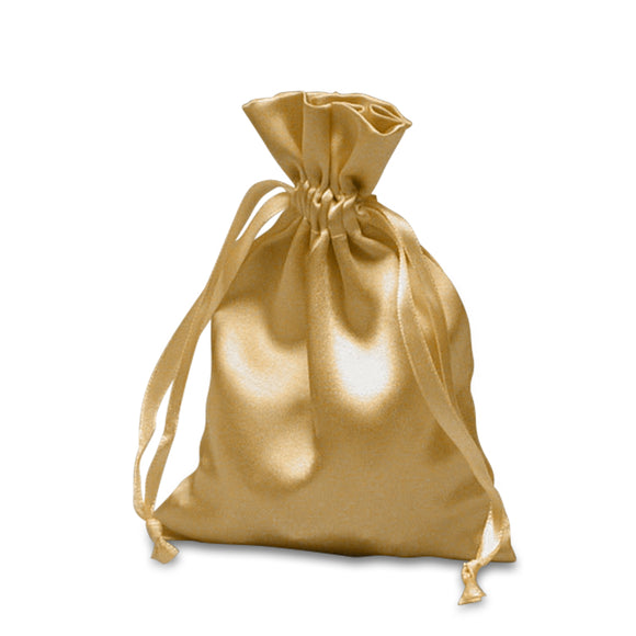Gold Large 6 x 9 Satin Gift Bag - 1 Pack, Wedding Gift Bag, Mother Day Gift Bag, Baby Gift Bag, Christmas Gift Bag